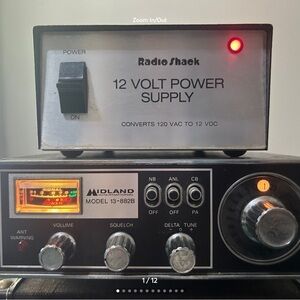 Midland 13-882B CB Mobile Radio Transceiver & RadioShack 12V Power Supply